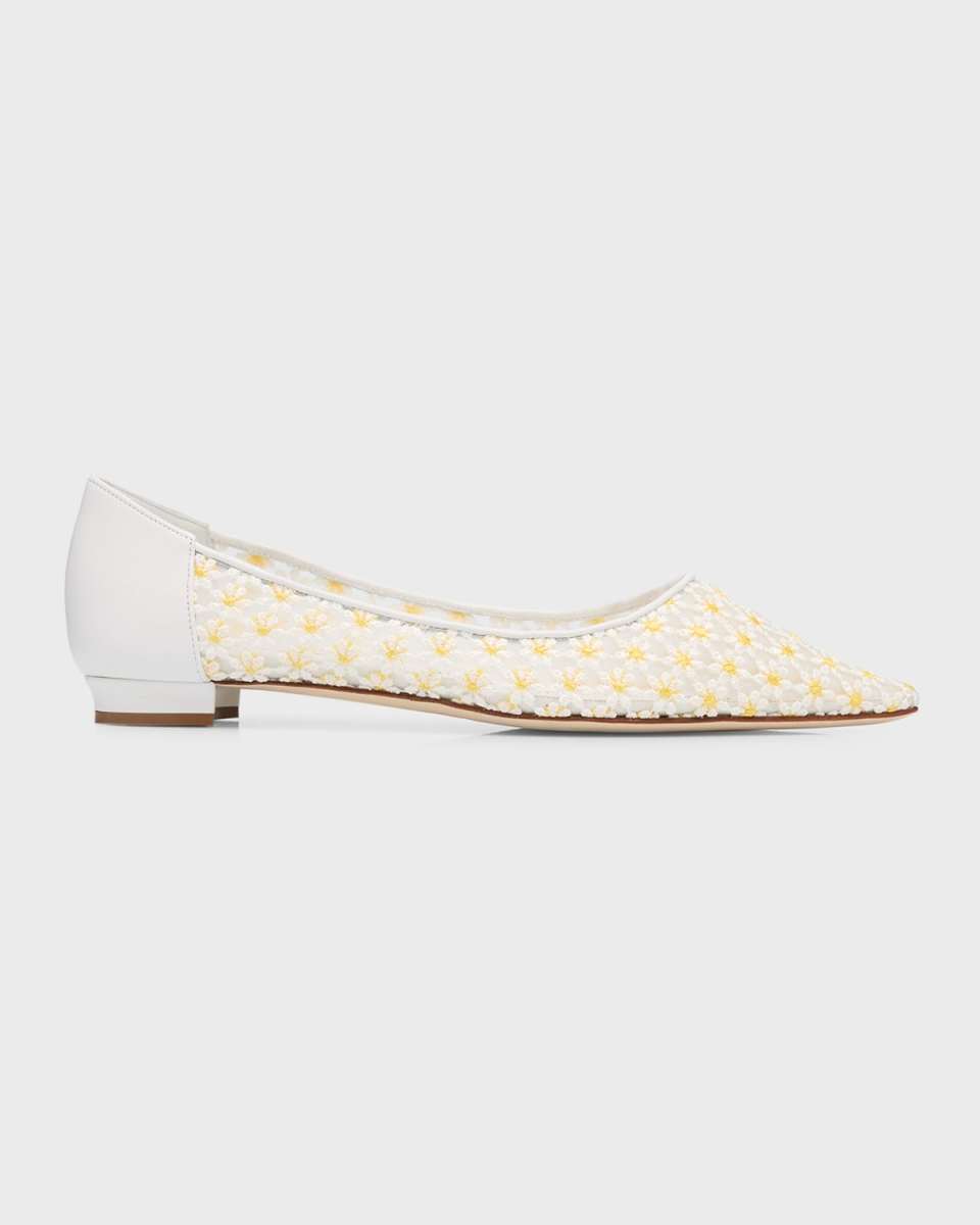 Floral Mesh Ballerina Flats